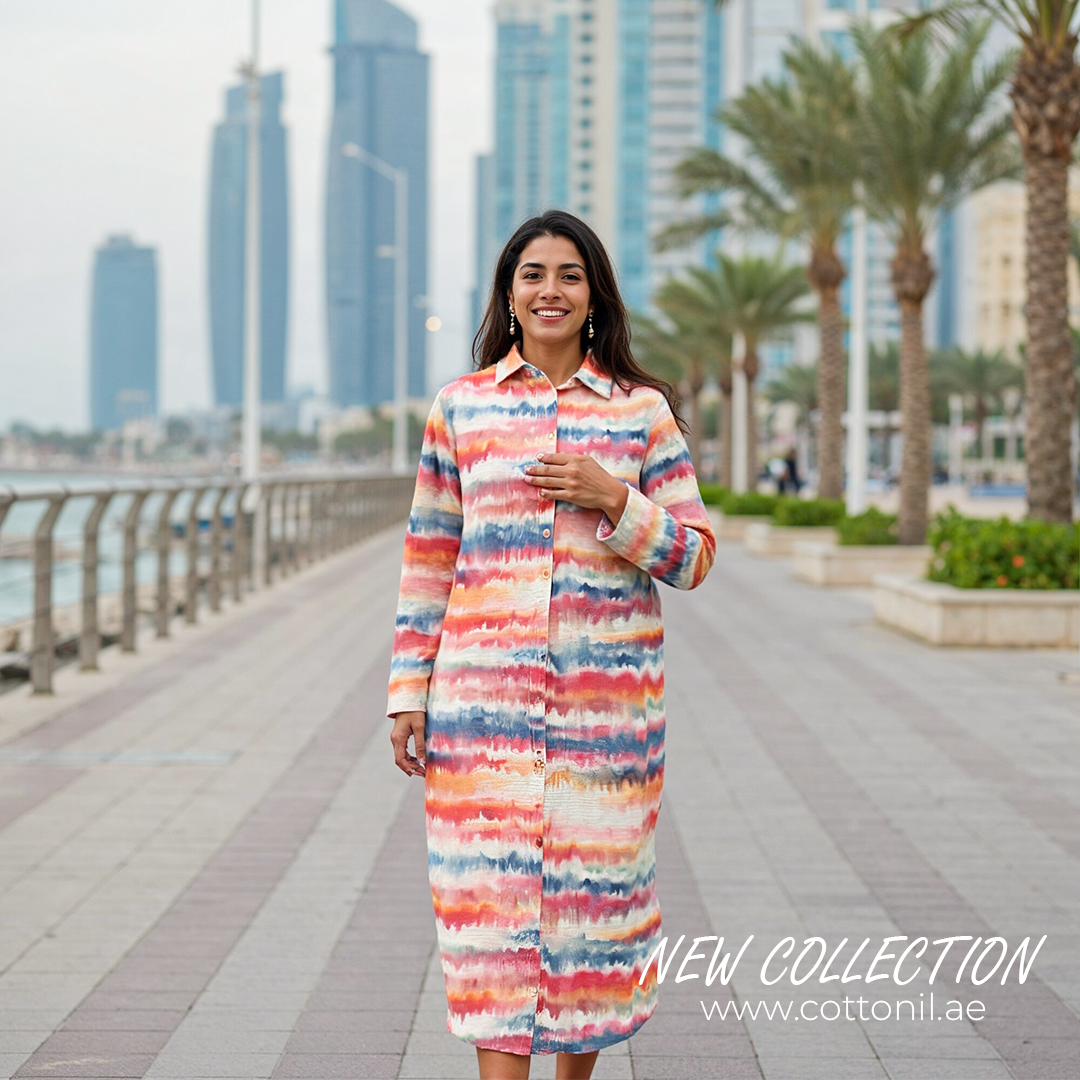 Elegant Striped Maxi Shirt Dress - Orange