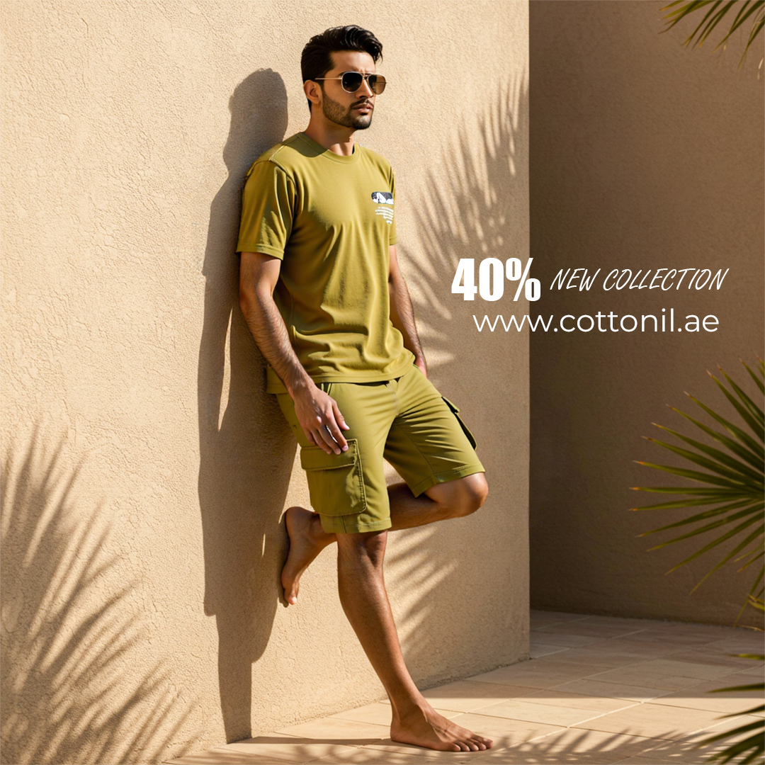 Men's Set Casual Cargo Shorts Set – Print T-Shirt