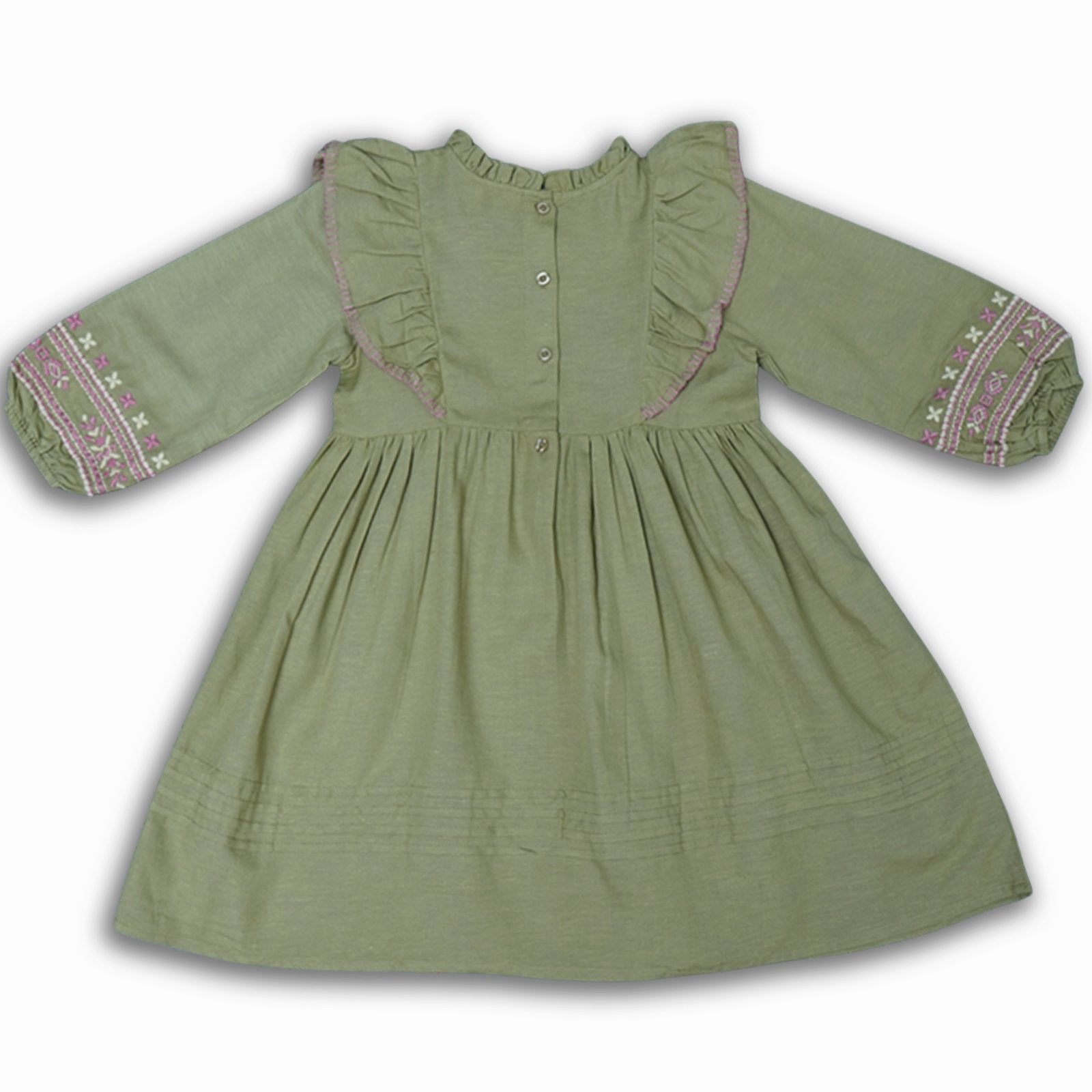 Embroidered Ruffle Dress