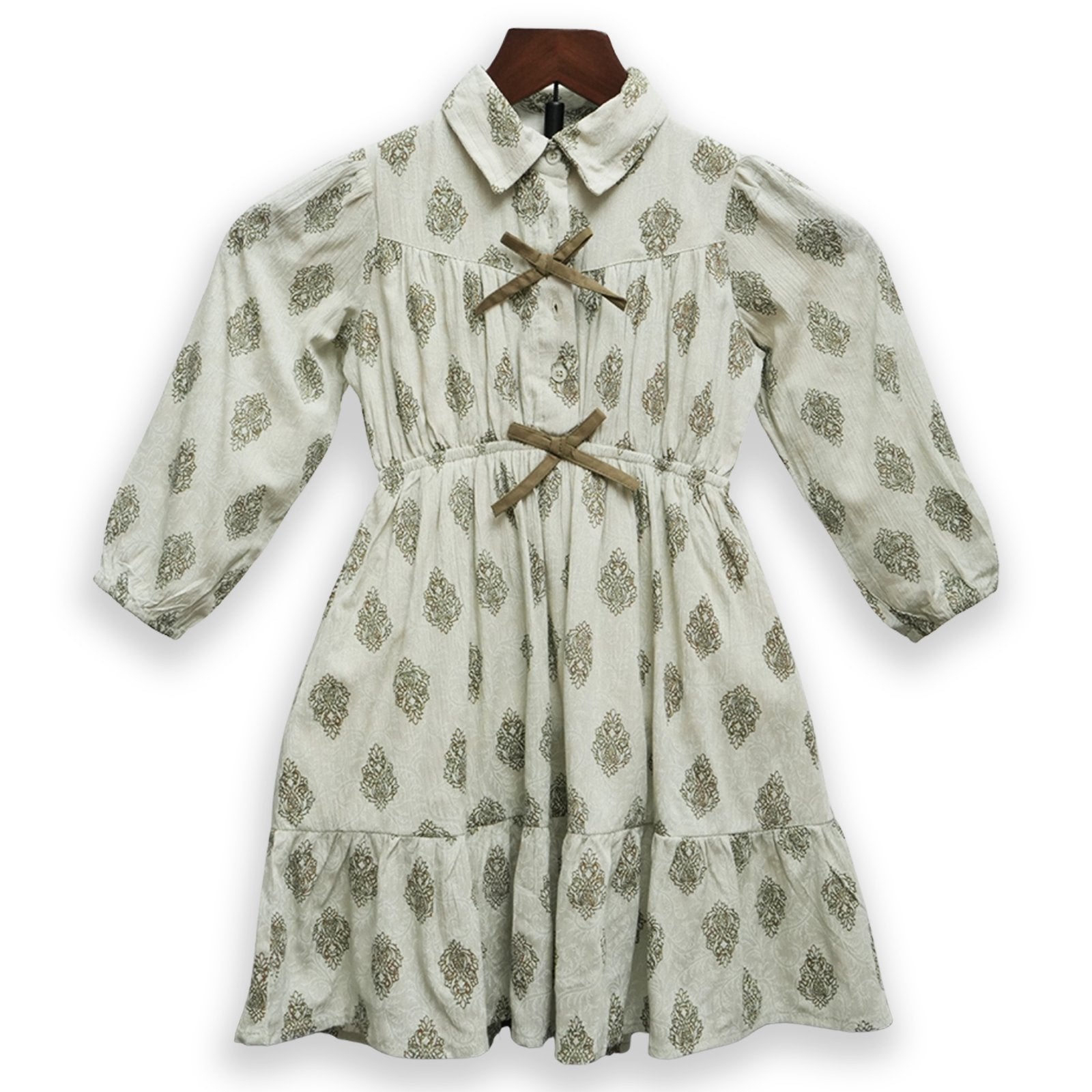 Leaf Print Collared Dress