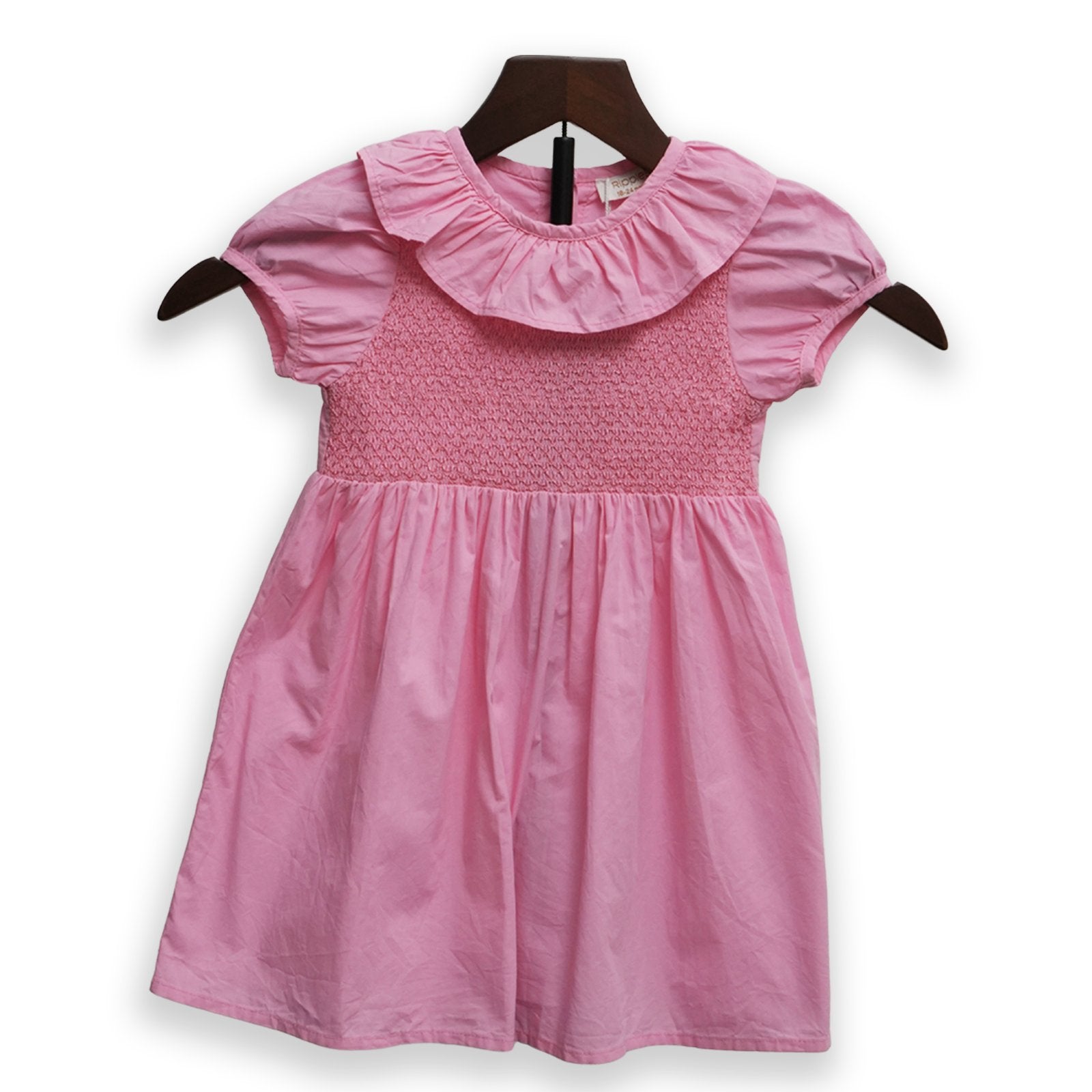 Sweet Pink Ruffle-Neck Summer Dress