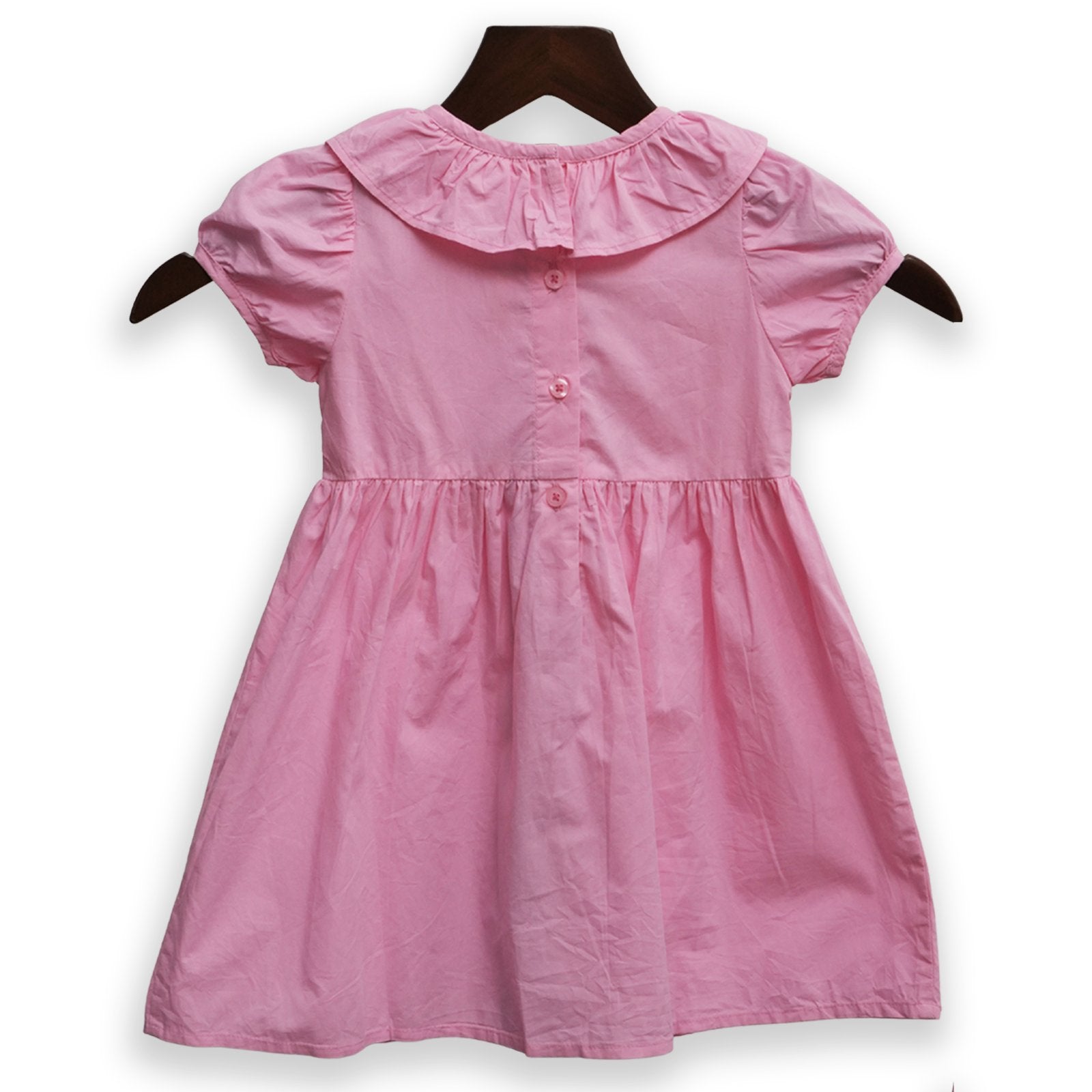 Sweet Pink Ruffle-Neck Summer Dress