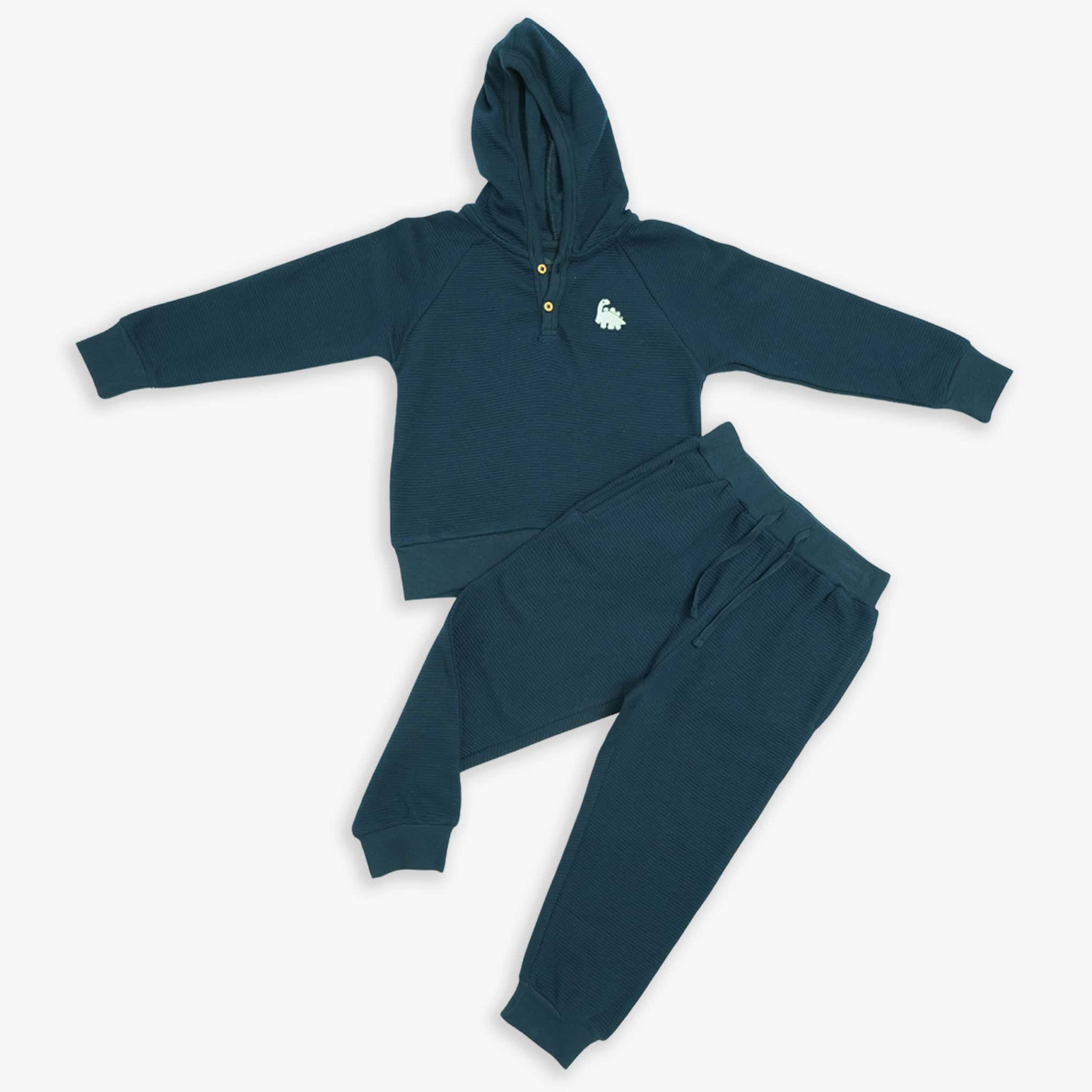 Cozy Navy Blue Hooded Tracksuit Set