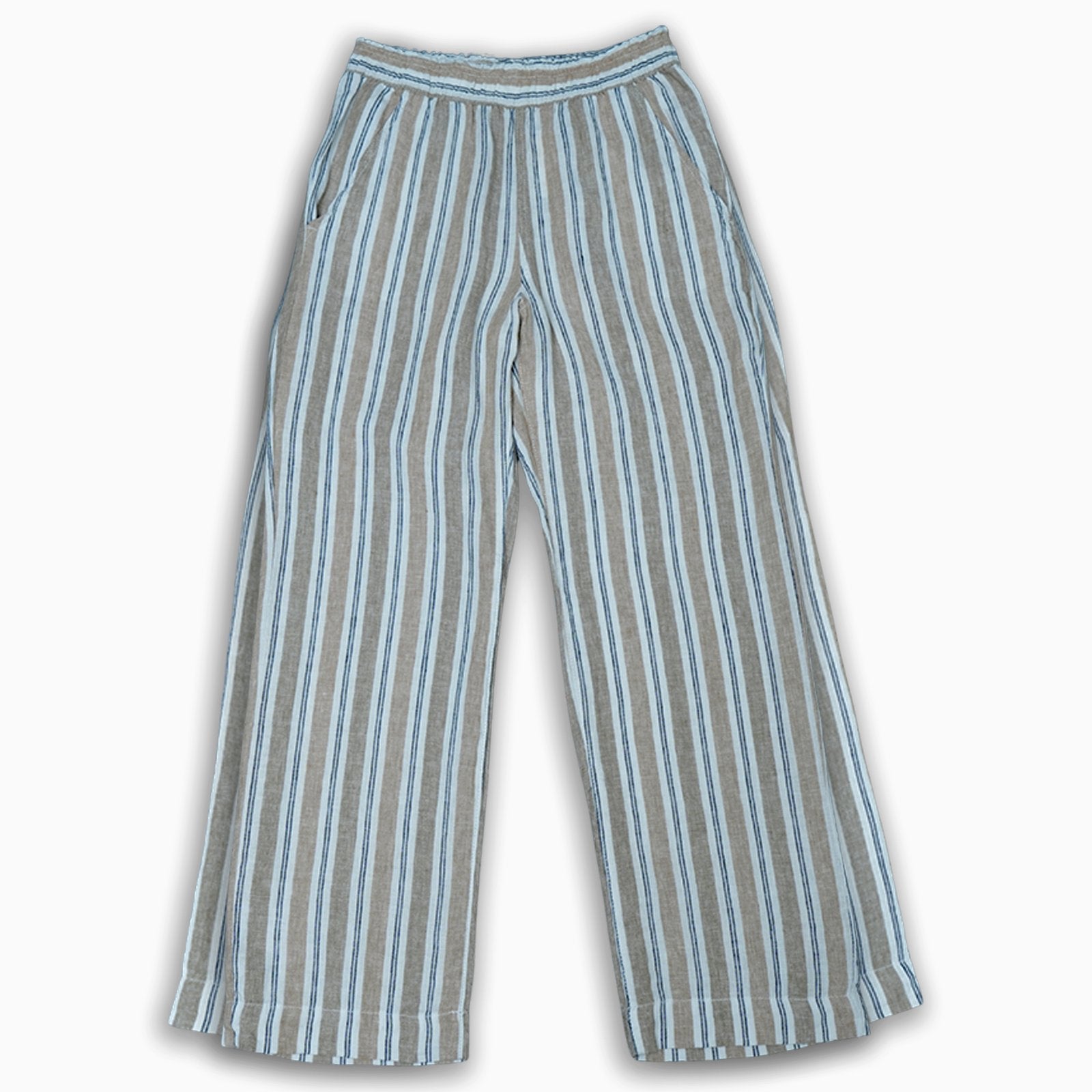 Stripe Linen-Blend Palazzo Pants