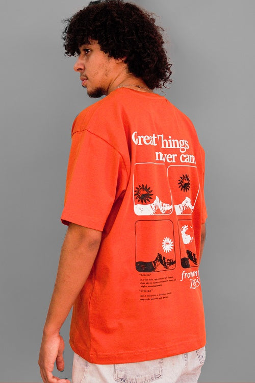 Men's Cotton oversized T-Shirt - Orange