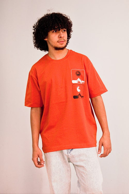 Men's Cotton oversized T-Shirt - Orange