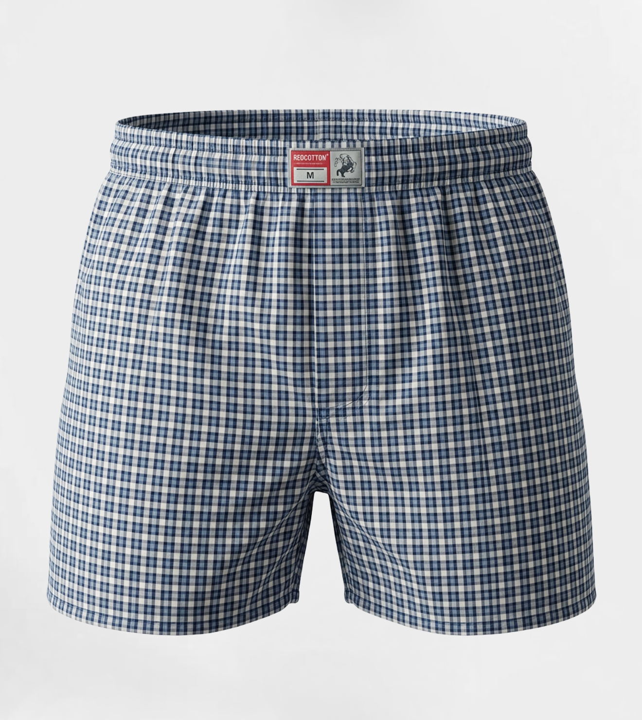 Men's Plaid Boxer, Stylish Lite Blue Comfy Made Cotton