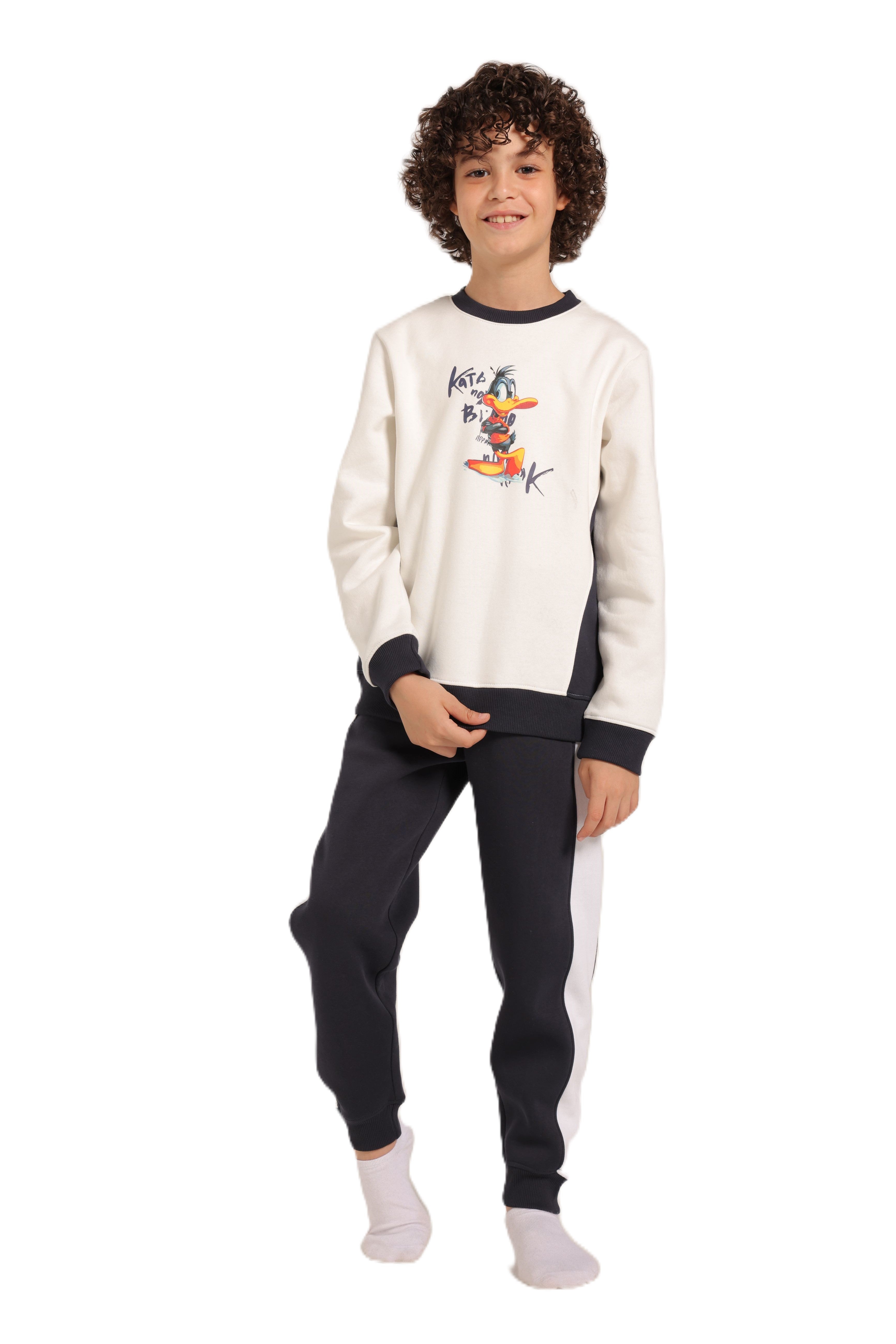 Boy's Tracksuit – Cartoon Print Sweatshirt & Joggers Set