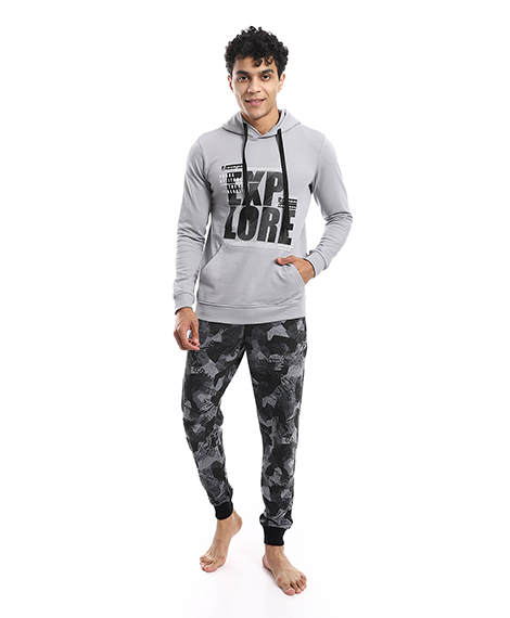 mens winter pajamas from red cottonCasual and comfortable-grey-1
