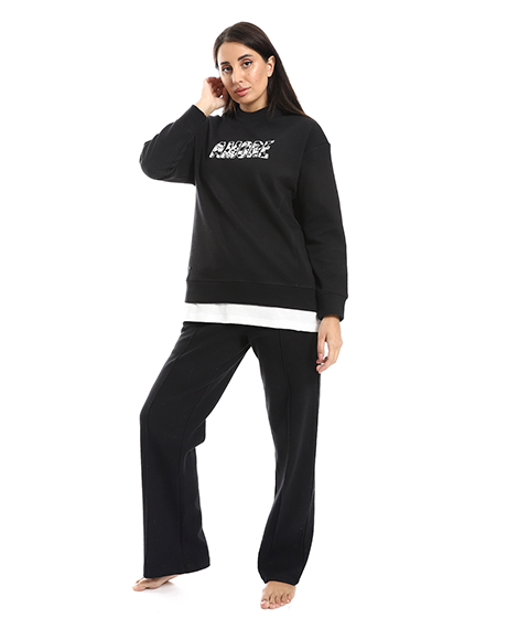women's winter pajamas from red cotton,Casual and comfortable-black