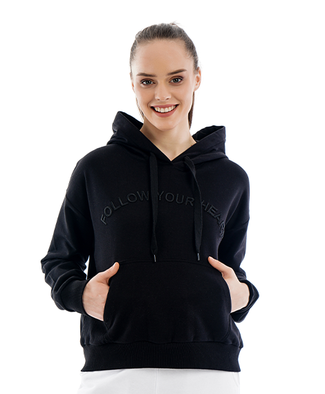 Joggy - 7611 Winter Comfy Sweatshirt For Women - Black