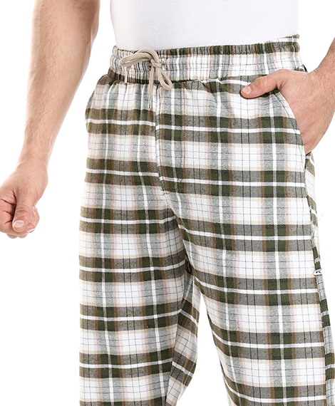 Mens Comfy Check Pants - Dark Green