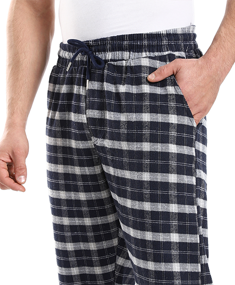 Mens Comfy Check Pants - Navy