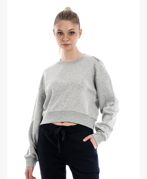 Joggy - 7612 Womens Casual Short Sweatshirt - Grey