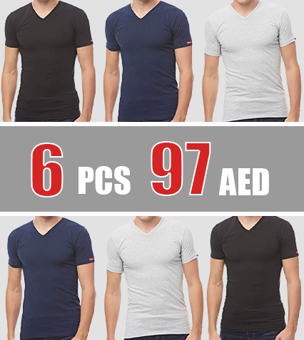 Cottonil - Undershirt -V-Neck Cotton Stretch Coloured 6 PCS