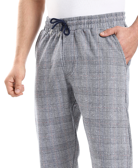 Mens Comfy Check Pants - Silver